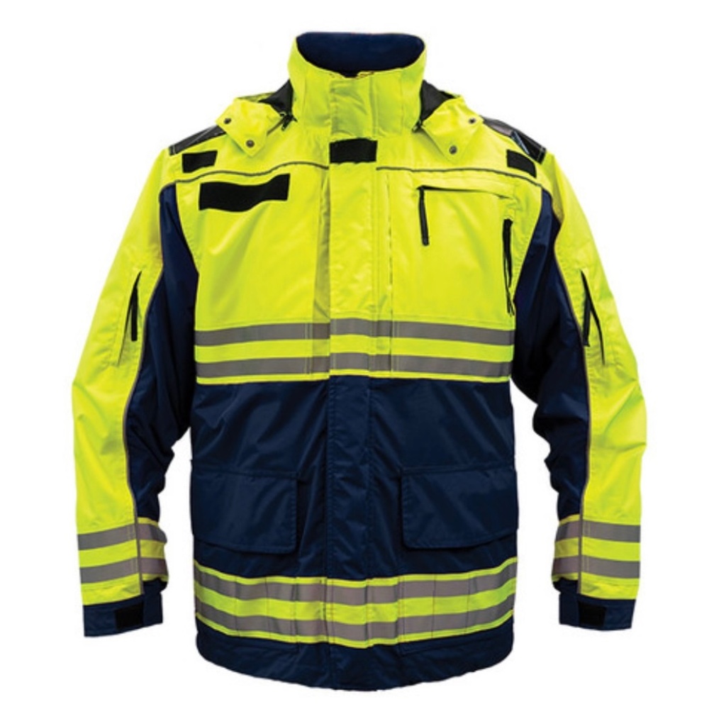 GAME 3555 Hi-Viz Class 2 Rescue Jacket with Detachable Hood, Navy Blue